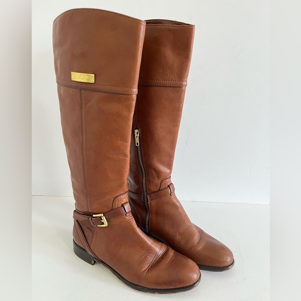 Coach Micha Leather Riding Boots Brown Size 8B